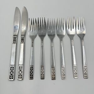 8 QTy Customcraft Stainless Steel CUS3 Flatware 6 SALAD FORKS 6 1/4" 2 Knives